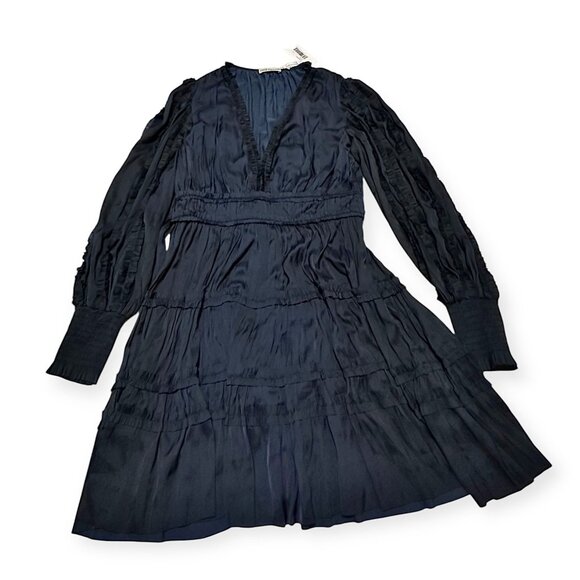 Ulla Johnson Gemma Plissé Mini Dress Midnight,  Size 8 NWT $575 - Picture 7 of 16